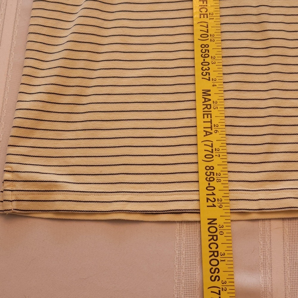 Masters Golf Polo Shirt Mens Large Yellow Stripe Pima Cotton Augusta Logo - Picture 11 of 11